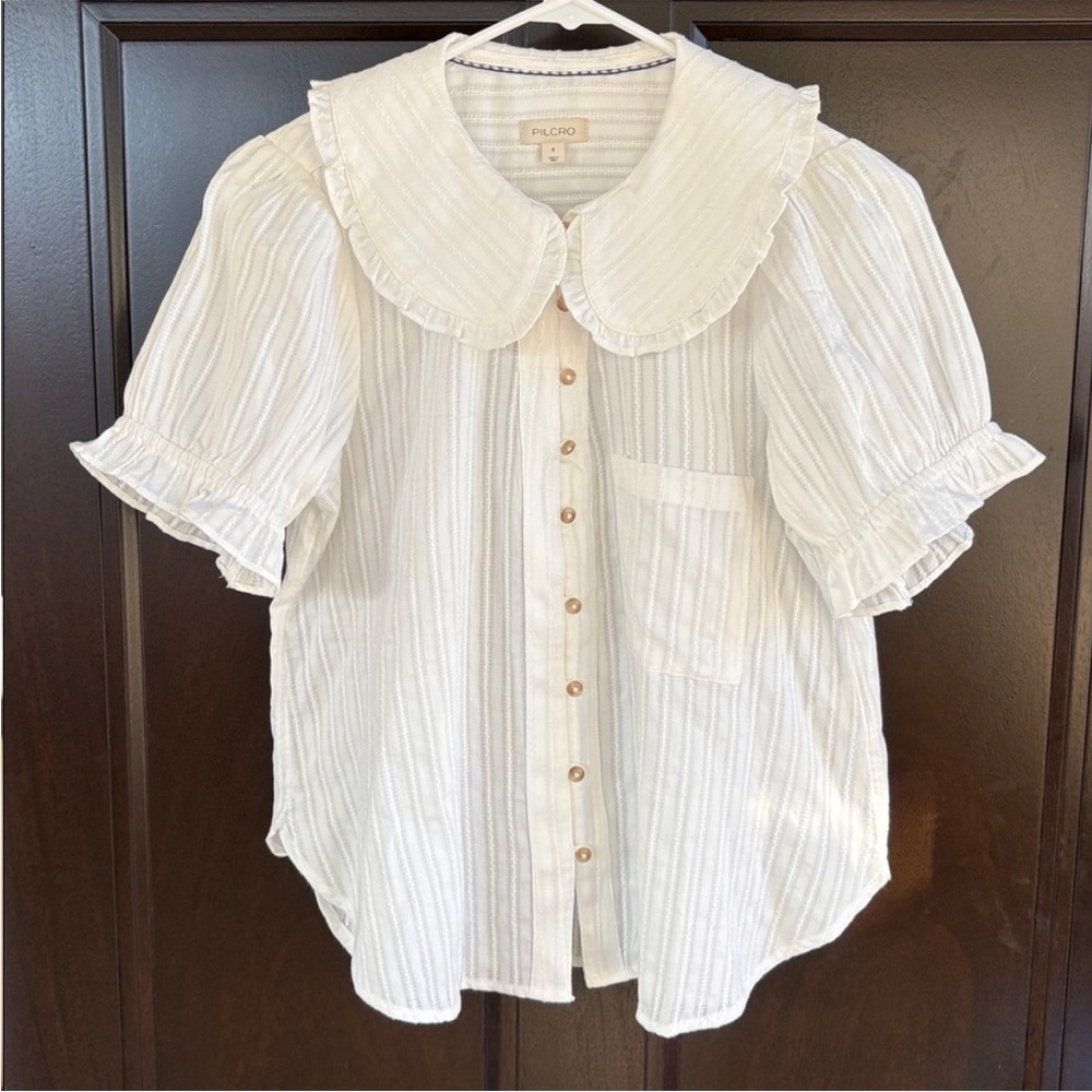 Like New Anthropologie Pilcro Keira Collared Button Front Top Small - Picture 9 of 14